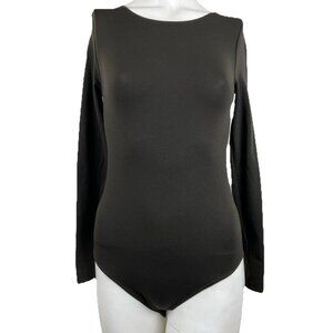 Xs Wolford Cotton Velvet Crew Neck Austria Brown Body Suit Vintage